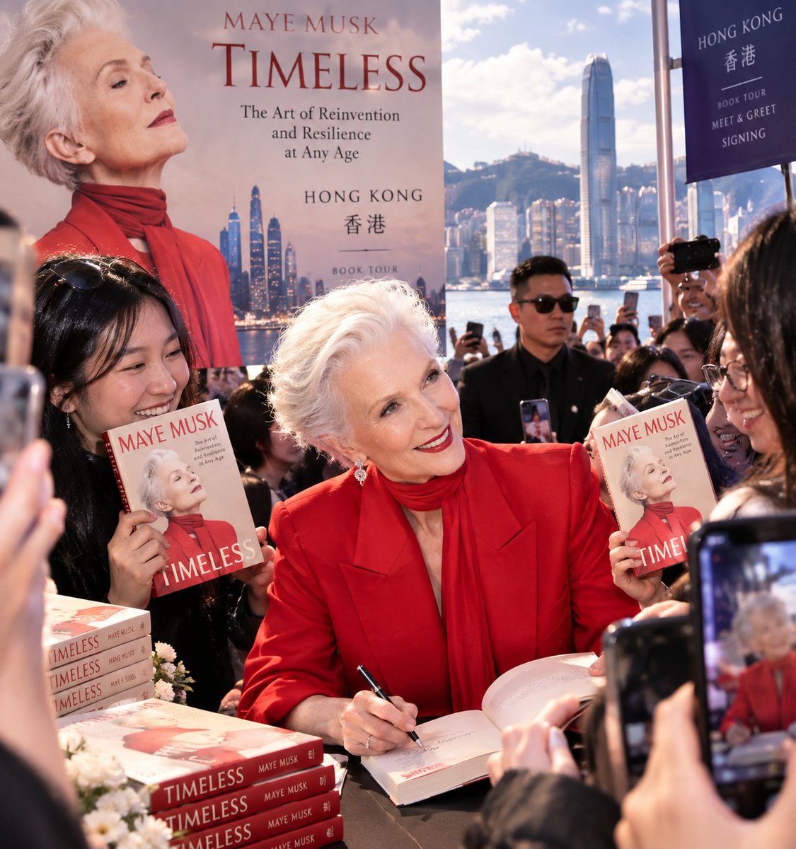 maorongrong2024's tweet photo. @mayemusk @MayeMusk I’m so looking forward to your visit to Hong Kong! 🇭🇰❤️ I think Hong Kong fans can’t wait to see your book TIMELESS. https://t.co/JSr8iFBHwK
