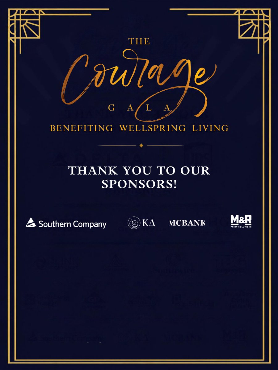 WellspringATL's tweet photo. 💜 Thank you to our Courage Gala sponsors!
We’re grateful for your partnership as we celebrate 25 years of hope! ✨
#WellspringLiving #CourageGala #BeTheLight #25YearsOfHope https://t.co/MawoCW5kHt