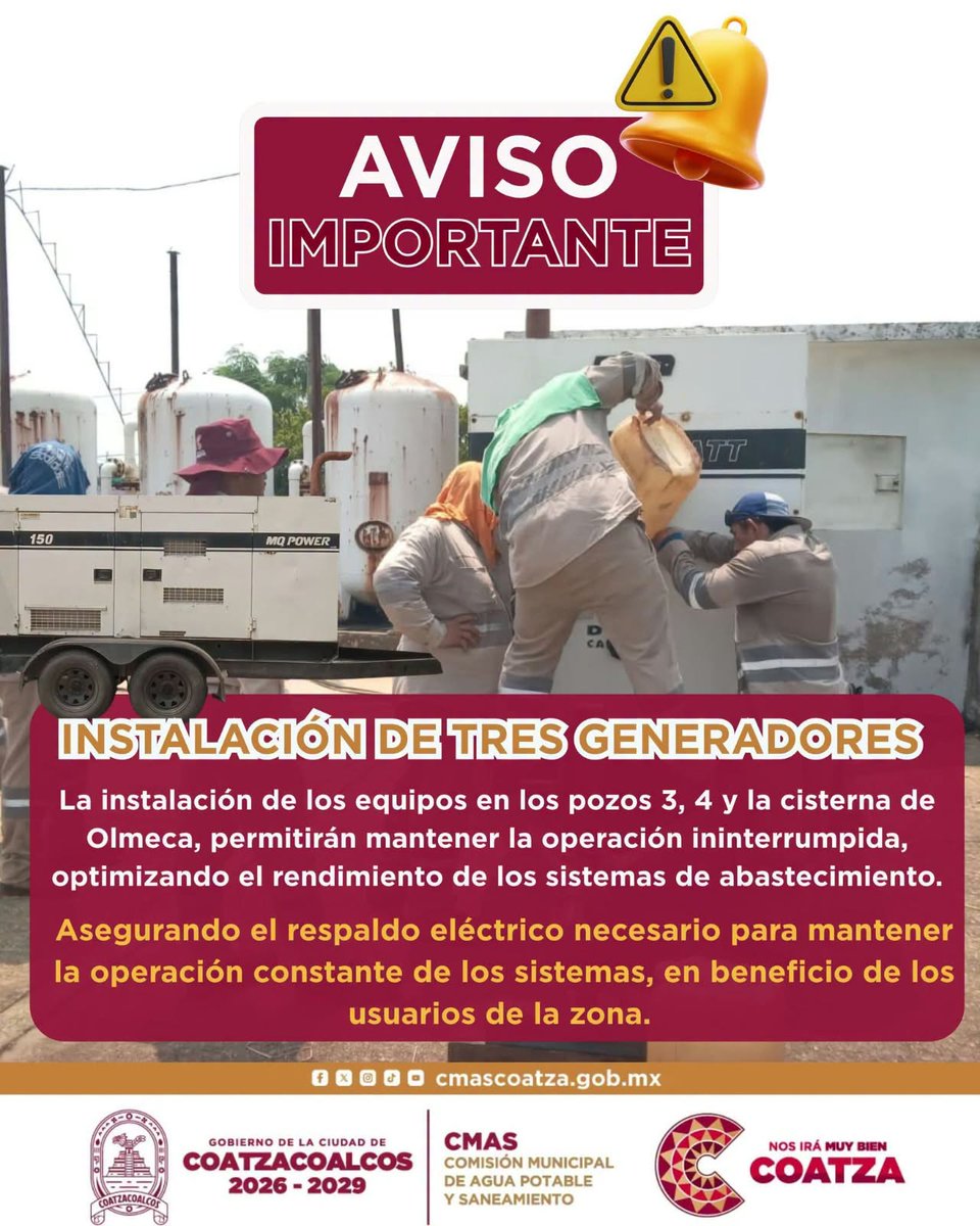 RadioHit923's tweet photo. 📢💧CMAS Coatzacoalcos informa a nuestros usuarios que el servicio se irá restableciendo de manera paulatina en los diversos de sectores, mientras la empresa responsable atiende el reporte correspondiente.
#CMAS #Coatzacoalcos #Olmeca https://t.co/ljynvMBbdU