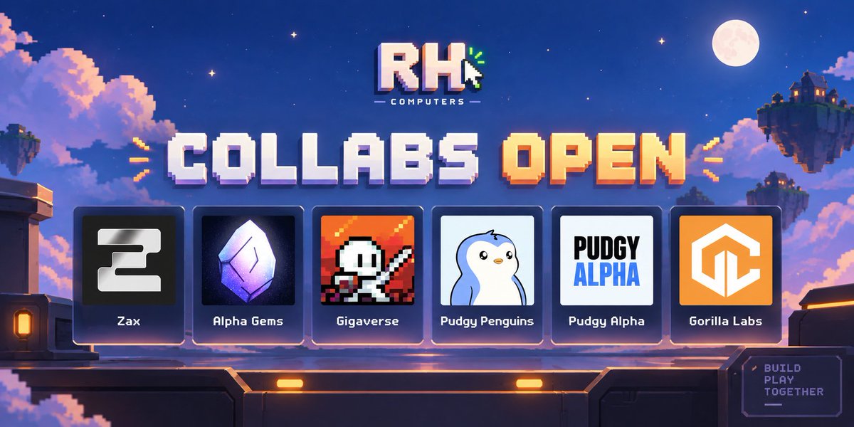 0xArtix's tweet photo. First collabs are going live for @ComputersRh 

Partners. 👀 
@ZaxWeb3 
@0xAlphaGEMs 
@playgigaverse 
@pudgypenguins 
@PudgyAlpha 
@TheGorillaLabs https://t.co/bMA0mNbEDW
