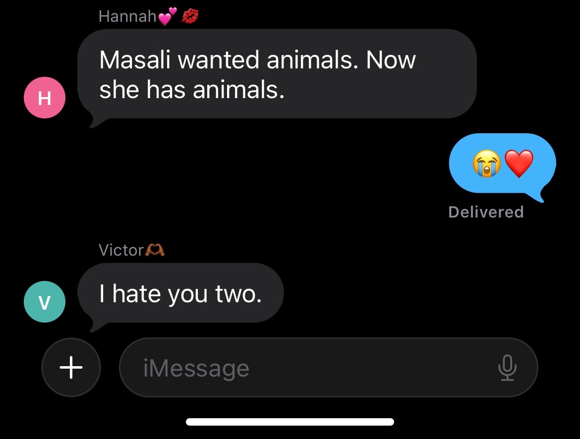 lvrmarz's tweet photo. “i want like 15 animals” - masali
“who needs 15 animals?” - victor
“masali does!” - hannah dodd

come get y’all rpf food https://t.co/AObSfsi2xb