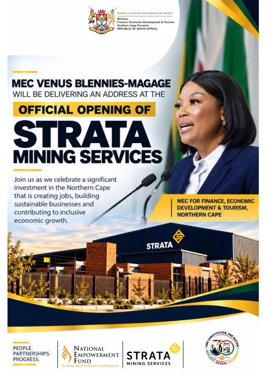 NEFCORP's tweet photo. Growing enterprises. Supporting jobs. Building local economic participation.
#NEFEmpowered #StrataMiningServices #NorthernCape #Kathu #MiningServices #EnterpriseDevelopment #JobCreation #EconomicTransformation https://t.co/RMAqa91OVI