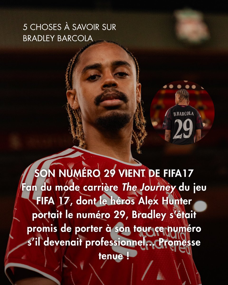 aerielovesyou's tweet photo. 5 things to know about Bradley Barcola: His number 29 comes from FIFA 17. A fan of The Journey career mode, whose hero Alex Hunter wore 29, Bradley promised himself he’d wear it too if he became a pro. Promise kept! https://t.co/jeT5qKTALq