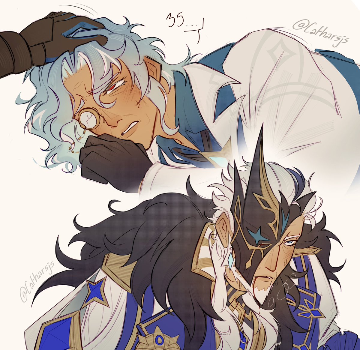 Catharsjs1864's tweet photo. my favourite genshin men are the old and pathetic ones, so obviously zandik and pierro https://t.co/ruHyoaQvMk