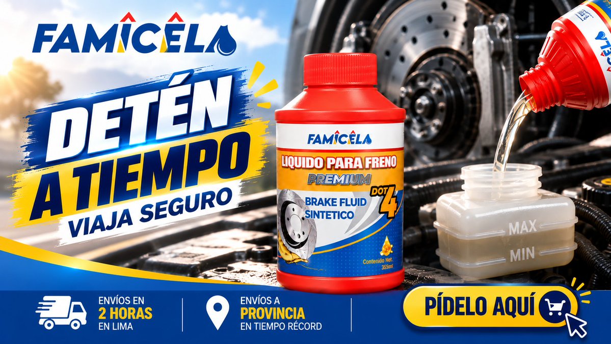 famicela's tweet photo. NO IRÁ AL AEROPUERTO… pero tú sí puedes llegar con el mantenimiento al día. 🚗✈️
Antes del feriado, revisa tus frenos. FAMICELA DOT 4: alta performance y protección contra la corrosión. 🔧     
#FAMICELA #DOT4 #Mantenimiento #Viral https://t.co/TlDRZW2udJ