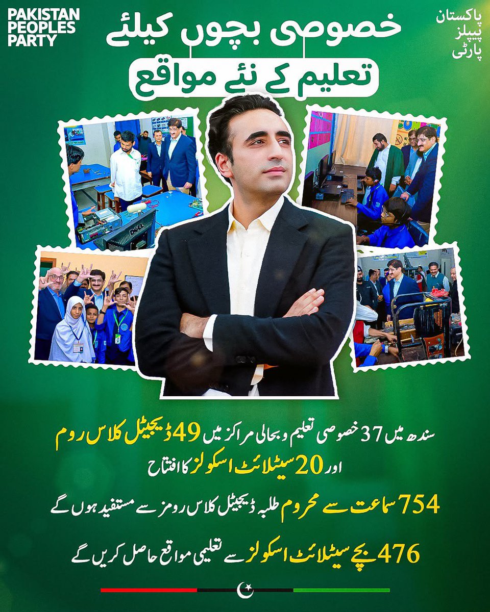 AliyanRustam's tweet photo. @SAMINIAZI81 @ppp_sami @MediaCellPPP 
خصوصی بچوں کے لیے تعلیم کے نئے مواقع اور بہتر مستقبل کی جانب اہم قدم۔

سندھ کے 37 خصوصی تعلیم و بحالی مراکز میں 49 ڈیجیٹل کلاس رومز اور 20 سیٹلائٹ اسکولز کا افتتاح، جہاں 754 سماعت سے محروم طلبہ ڈیجیٹل کلاس رومز جبکہ 476 بچے سیٹلائٹ اسکول جاگے https://t.co/6dkARpdanK