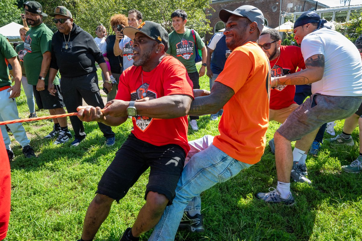 local79nyc's tweet photo. The Brigade Outing was held in McCarran Park in late August. Bronx, Brooklyn, Queens, and Staten Island Brigades had an afternoon of competitive games. In the end, Brooklyn won after the tug of war! Thank you to all the Brigades for your tireless commitment! https://t.co/xTDRfpUbk8