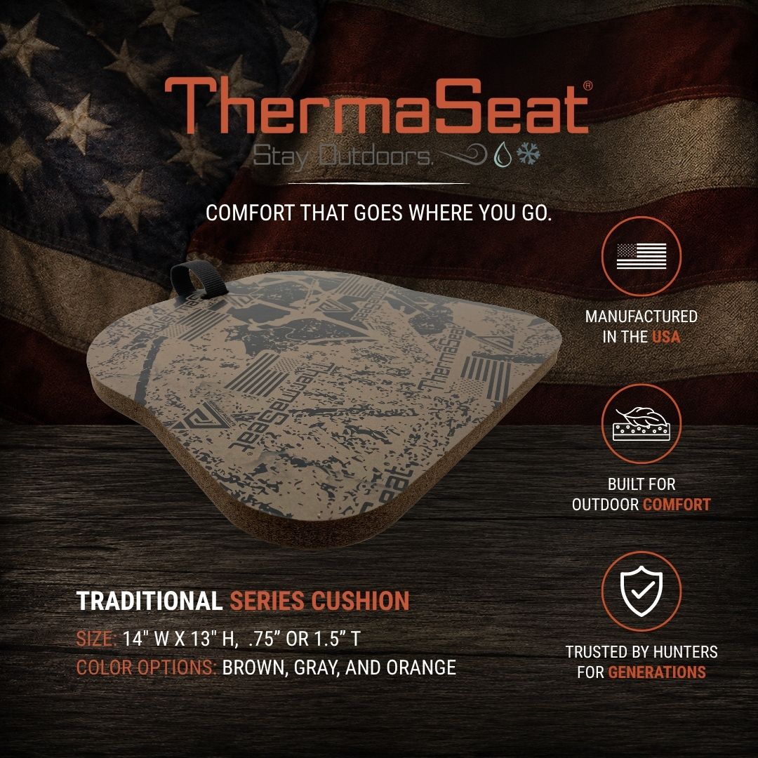 LenBeeks0w's tweet photo. Built for the outdoors. Made in America. Trusted by hunters for generations, the Traditional Series Cushion delivers comfort from early mornings in the tree stand to long days outside. Stay outdoors. Stay comfortable. https://t.co/BxBlue8p8G