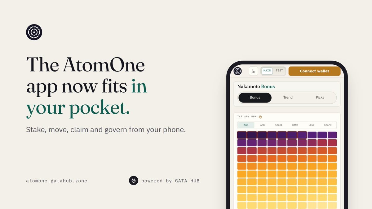 GataHubZone's tweet photo. The AtomOne app now fits in your pocket.

Stake, move and claim, and follow @_atomone governance, all from your phone keplr.

https://t.co/19vRkJ0fJJ https://t.co/9StMYUocbt