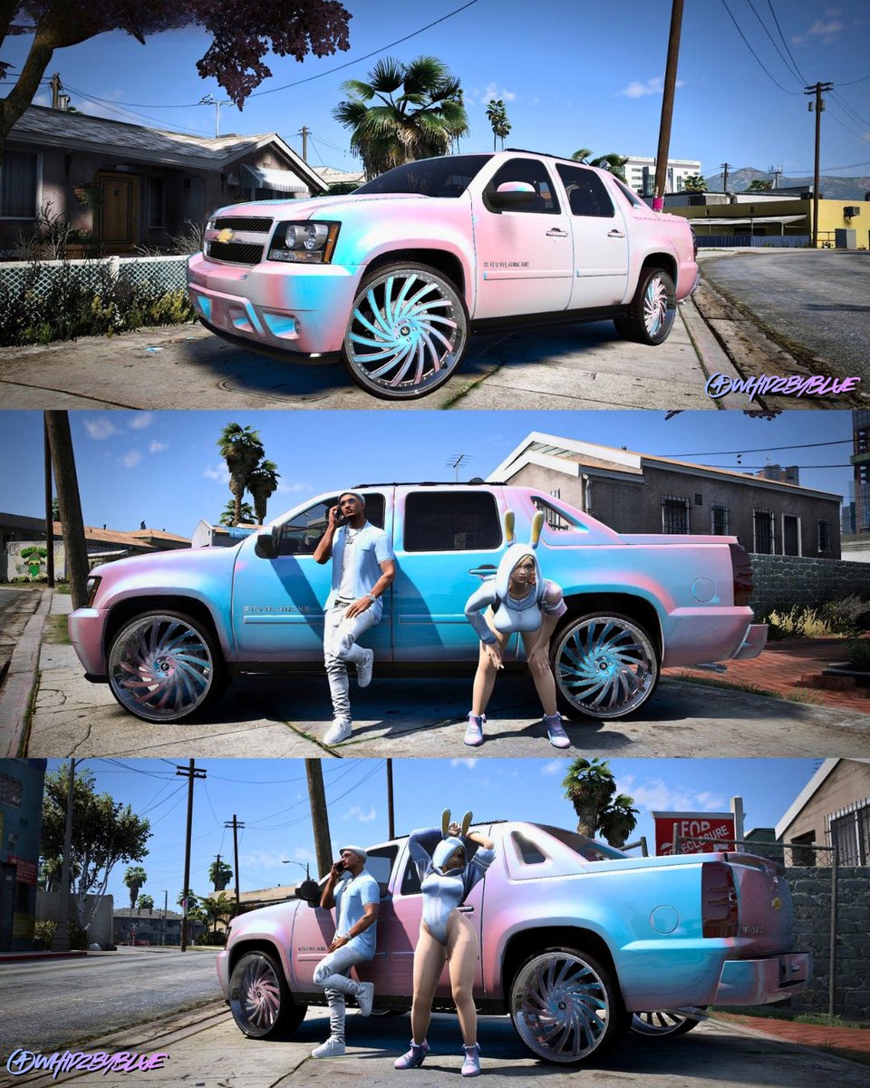 KingBlue_616's tweet photo. Can't tell her shit after new paint & rims ✨🍬
#WhipzByBlue #ChevyAvalanche
#CustomTrucks #FiveM #GTA5
Model by: QuanBoyAdvanced https://t.co/3jwSp8qwZQ