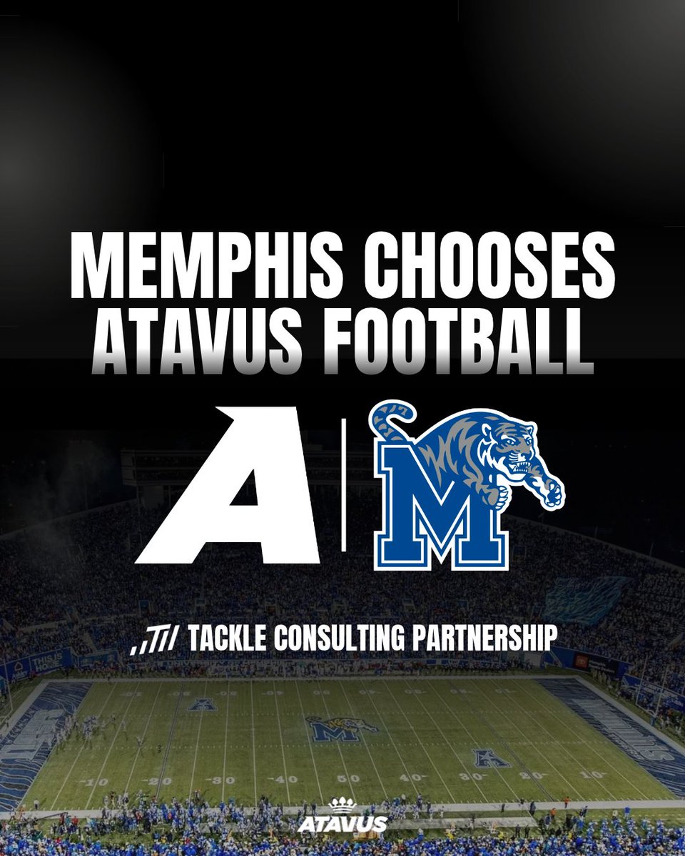 AtavusFootball's tweet photo. We are thrilled to announce our new partnership with the University of Memphis Football Program.

The Tigers partnered with Atavus Football to strengthen tackling development and provide additional insight into player evaluation.

Read the full story now: https://t.co/jIPU5eNWLj 

#memphistigers #memphistigersfootball #aac #fbs #ncaafootball #atavus #tacklepeformance #tacklingelevated