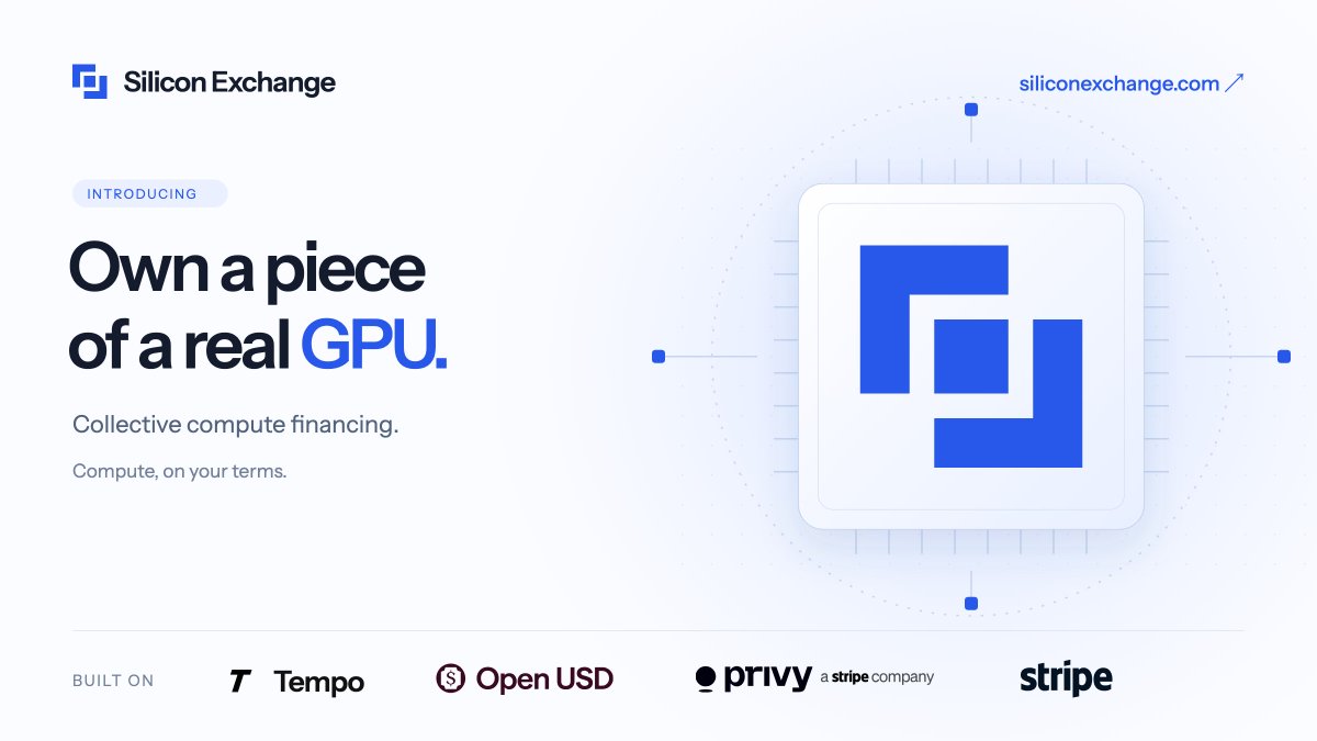 silicon_exch's tweet photo. Introducing Silicon Exchange.

A new way to finance the infrastructure behind AI.

Own a piece of real GPU infrastructure. We handle deployment and hosting, while compute customers put the hardware to work.

Explore our first GPU vault at https://t.co/aqX2CArI3g https://t.co/969gJCVpCZ