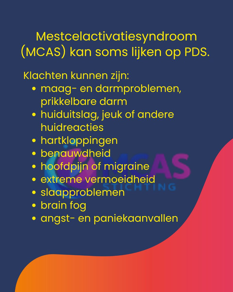 PDSB's tweet photo. Een nieuwe stichting vraagt aandacht voor MCAS: mestcelactivatiesyndroom.
MCAS kan soms lijken op PDS.
https://t.co/S52thNzAiP
#PrikkelbareDarmSyndroom #MCAS #patiëntenorganisatie https://t.co/qgSfywABO6