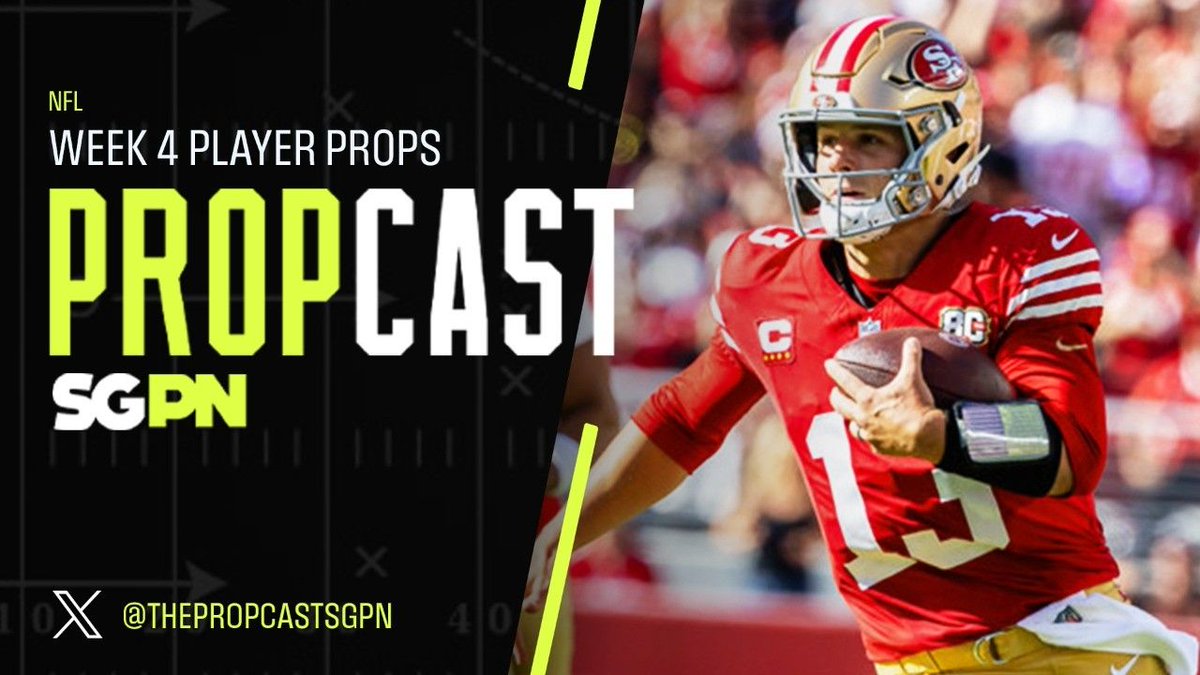 ThePropcastSGPN's tweet photo. NFL Week 4 Player Props 10/2/26 – NFL Bets, Player Props and Predictions | The Propcast (Ep. 555) w/ @HeyRosenberg &amp; @ReichelRadio

🏈Week 4 Sunday Player Props
💰Best Bets
🤑@Underdog Entry

🎧https://t.co/UrdbJr94X2 
📺https://t.co/vrOHcJI6vc https://t.co/vK9lF04TvM