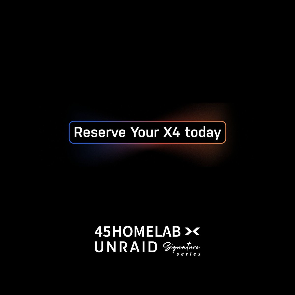 UnraidOfficial's tweet photo. The wait is finally over! 

Meet the next product in the @45homelab >< Unraid Signature Series lineup.

Bring your movies, family photos, files, and favorite apps together on a server of your own. The X4 fits into your home today.

Reserve Your X4:
https://t.co/GryGpVuz5l https://t.co/Lh1KNPLZVx
