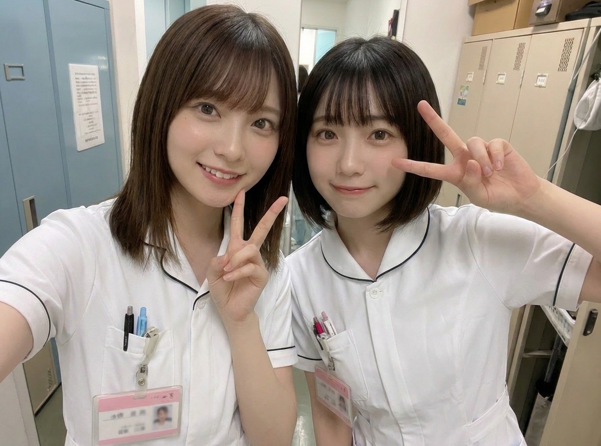 jim78751572's tweet photo. 看護師の同期と夜勤中です！！！！ 
看病されるなら、どっちがいいですか？😉 https://t.co/o8BpIXjnWp