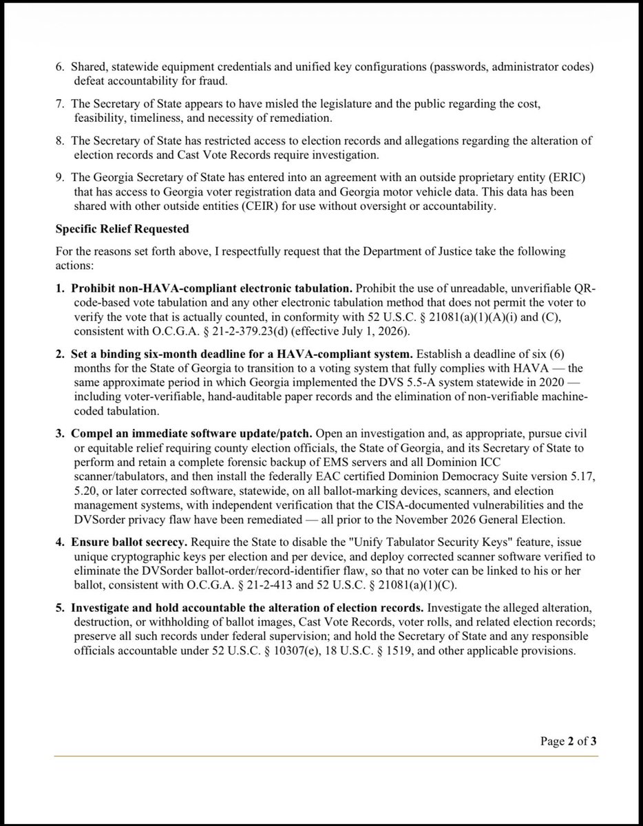 TheSCIF's tweet photo. Georgia DEMANDS 6 month phase-out on DOMINION'S QR-Code Machines before midterms for being UNLAWFUL and able to be manipulated to alter votes and election outcomes.

The more electronics and software we add to our elections, the easier they are to manipulate. https://t.co/R9eC7gFplH