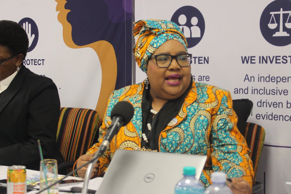 CRL_Commission's tweet photo. Mrs Thoko Mkhwanazi-Xaluva, Chairperson of the National Joint Inquiry into #GBVF, has officially adjourned the five-day National Joint Inquiry into the reporting, victim support, investigation and pre-trial functioning of the criminal justice system’s response to GBVF in RSA. https://t.co/7saWIo7hTg