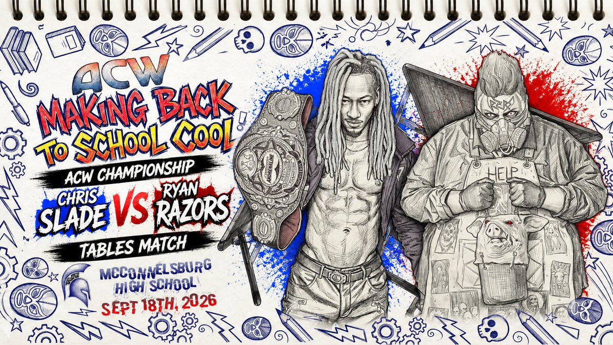 ACW_Pro's tweet photo. Chris Slade vs Ryan Razors, Tables Match ACW Championship | ACW, Making Back to School Cool!

https://t.co/HaciYS7f81 https://t.co/LsM9sphZ20