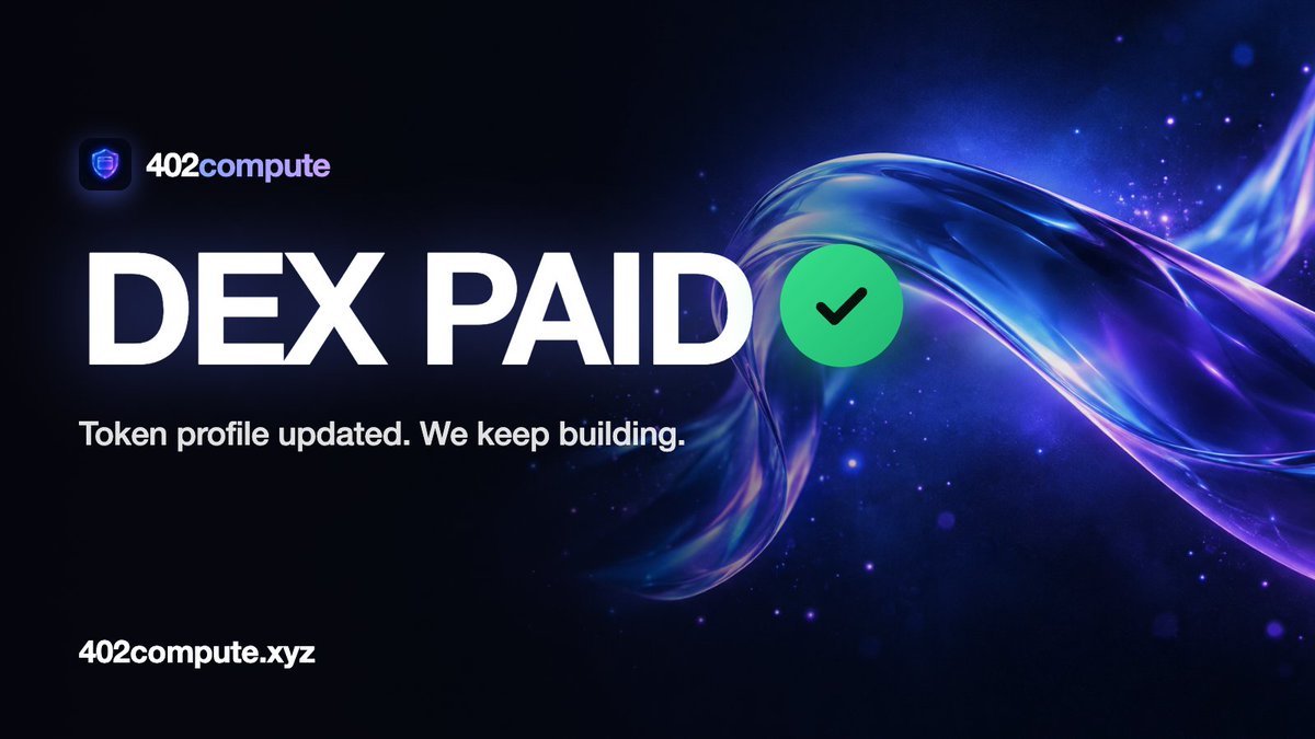 X402_Compute's tweet photo. DEX PAID 

Token profile is updated: logo, links and socials are live.

The product is live too:
→ private remote browser
→ wallets you own
→ AI agents that pay with x402

Try it: https://t.co/jCxxKBHwEq

CA: 0x853258e2fe104cd57e9cdc6797f0c3e0c7403747 https://t.co/YK1QLrvCic