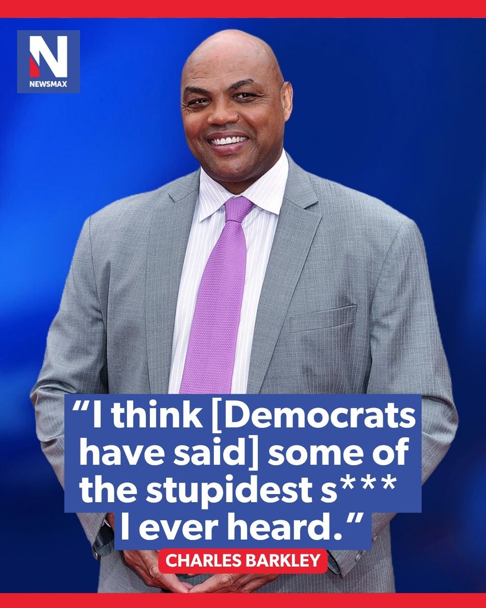 NEWSMAX's tweet photo. BARKLEY BLAST: NBA legend Charles Barkley ripped Democrats in a recent interview over calls to abolish ICE, defund police and embrace socialism, saying some of their ideas are “the stupidest s***” he’s ever heard. https://t.co/r52Px6w3bC
