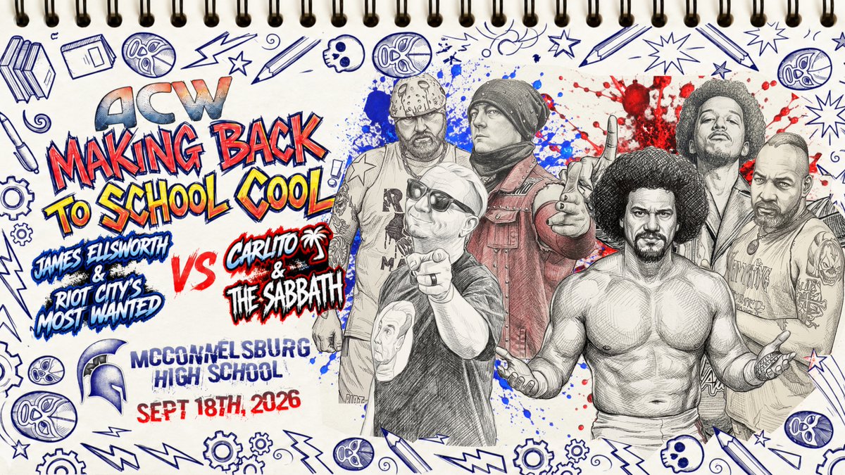 ACW_Pro's tweet photo. Riot City’s Most Wanted &amp; James Ellsworth vs Carlito &amp; Sabbath | ACW, Making Back to School Cool!

https://t.co/vrRWUfwItp https://t.co/44hBFBVBiv
