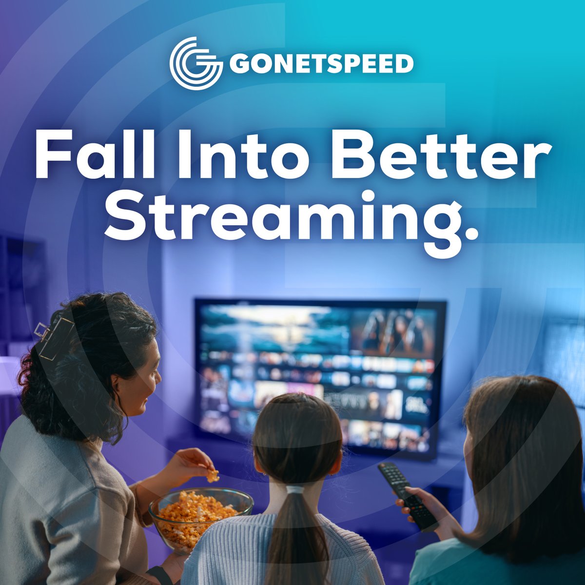 GoNetspeed's tweet photo. Fall watchlists deserve internet that can keep up. Stream movies, live sports, and your favorite series with GoNetspeed 100% Fiber Internet, so your household can spend less time buffering and more time watching. https://t.co/1LtooWWiq5