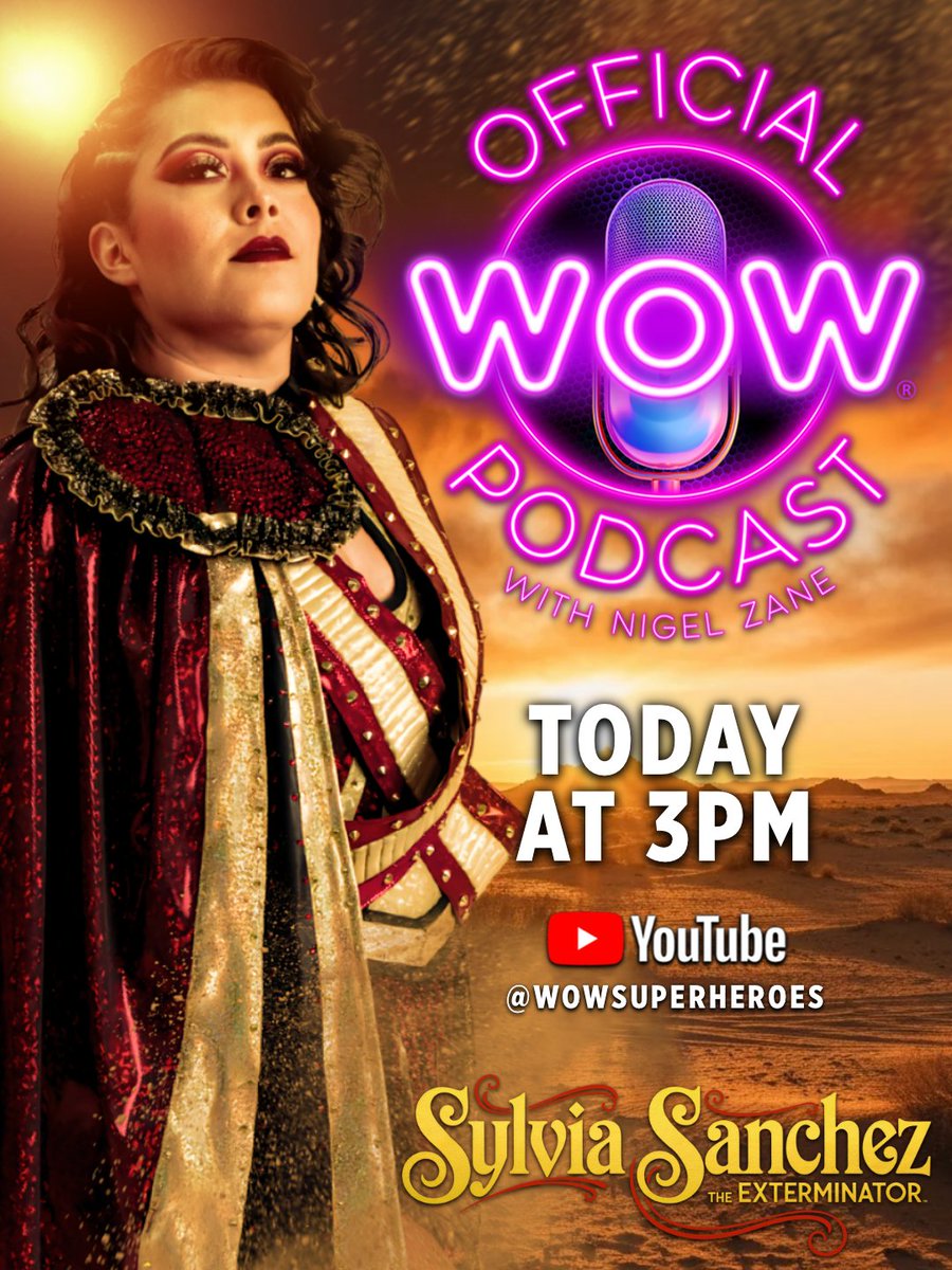 wowsuperheroes's tweet photo. TODAY
⏰ 3 PM PT / 6 PM ET
📍 LIVE exclusively on YouTube

TODAY’S THE DAY! 🔥

Sylvia Sanchez, The Exterminator, joins Nigel Zane on the Official WOW Podcast!

Join the live chat and get your questions answered! 🎙️ https://t.co/nlK2P8HmvT