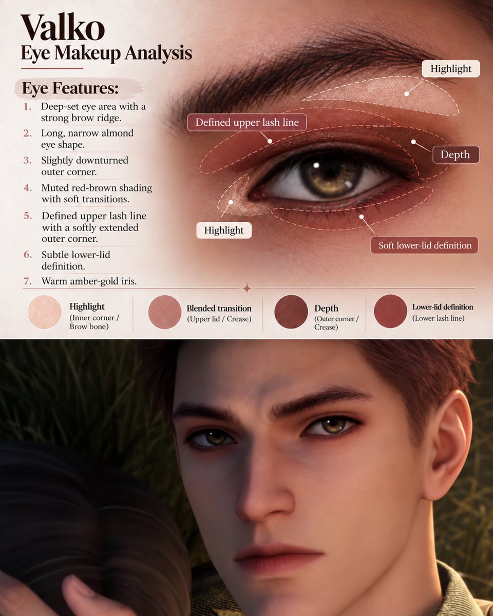 Rafsylzay1's tweet photo. Breaking down Valko’s eye look — deep-set eyes, warm amber tones, and that defined upper lash line. #valko #valkoloveanddeepspace #LoveandDeepspace #lads #ladssr https://t.co/8lBFZbVHrB