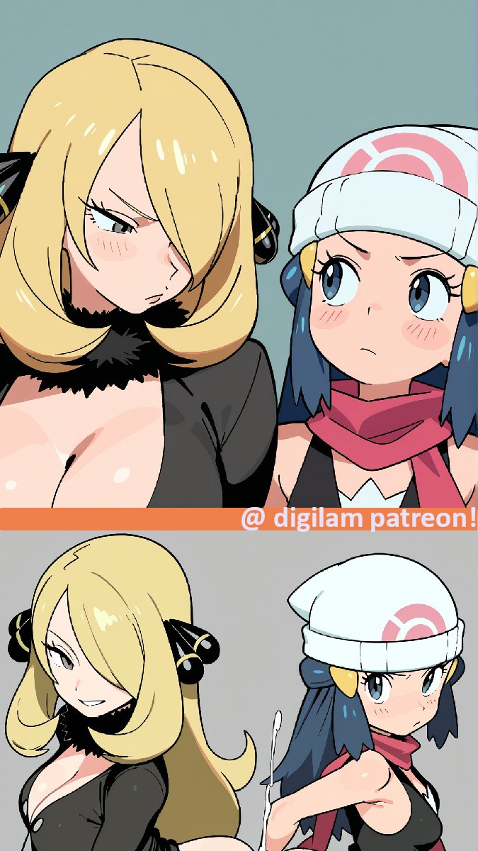 digiLaminate's tweet photo. dawn and cynthia, competing in pokemon and...? #pokemon https://t.co/LzCWi5lSVc