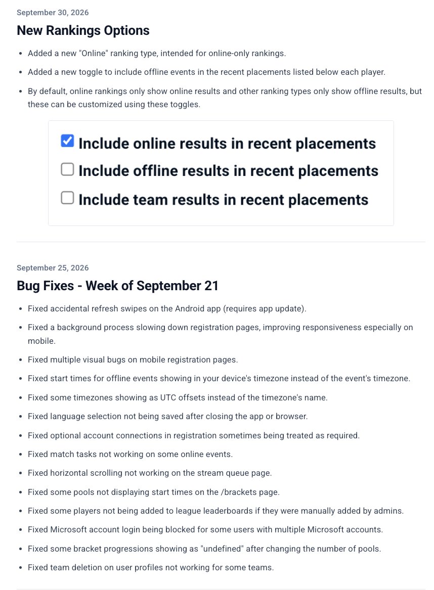 startgg's tweet photo. You can find this and other recent changes on our new https://t.co/pIo554zZ2m page! https://t.co/mTNG9wYRSs