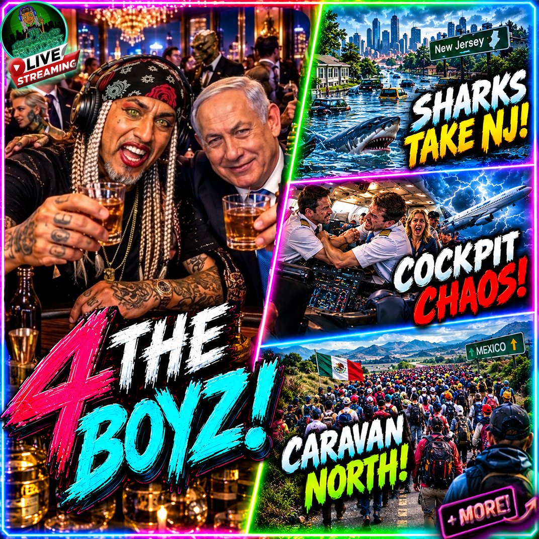 SunofMan665's tweet photo. It's #Friday!
#4TheBoyz! goes live in 15 mintues!

Watch Link : https://t.co/pb1lS61L4O 

#TheUndergroundBroadcast #SunofMan #PoliticalSatire #PoliticalCommentary #ICE #TrumpNews #Liberals #Democrats #woke #UFO #conspiracy #AbdulElSayed #KamalaHarris #ICE #Islam #Muslims #Floods https://t.co/FaFJGb8xOh