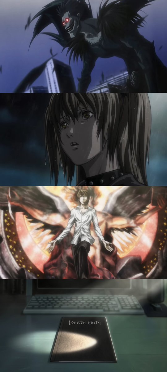 shounencorner's tweet photo. The visual kei theme, the religious symbolisms, the darkness evoking to the very spirit of the series — no wonder why it's such a classic! 🙏 🍎 📓

🎵 "the WORLD" by Nightmare / DEATH NOTE Opening 1 🎵 https://t.co/MtyJhO3tJv