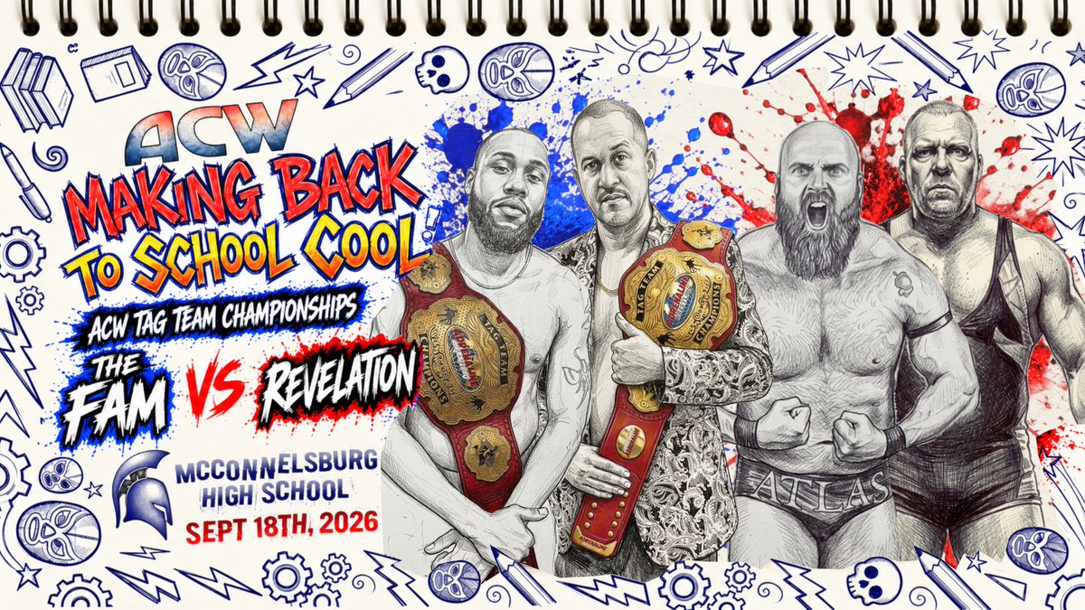 ACW_Pro's tweet photo. The Fam vs The Revelation, ACW Tag Team Championships | ACW, Making Back to School Cool!

https://t.co/WyOearu0mA https://t.co/QyY9t9Le7c