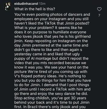 BiswasRish2115's tweet photo. And that my friends is FANSERVICE. 
"Here in Brazil, its only Jikook, so you have to interact to please us." 
This is a Jikooker's reality. Seriously, I feel so much second-hand shame. 
WHEN HAS A TAEKOOKER EVER??? https://t.co/lD1p5o34go