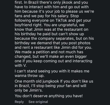 BiswasRish2115's tweet photo. And that my friends is FANSERVICE. 
"Here in Brazil, its only Jikook, so you have to interact to please us." 
This is a Jikooker's reality. Seriously, I feel so much second-hand shame. 
WHEN HAS A TAEKOOKER EVER??? https://t.co/lD1p5o34go