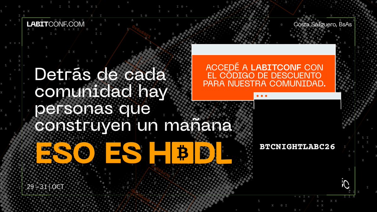 bitcoin_night's tweet photo. HODL en Buenos Aires.
LABITCONF 2026, del 29 al 31 de octubre en Costa Salguero.
Bitcoin Night, comunidad aliada, te invita con 75% OFF.
Código BTCNIGHTLABC26
https://t.co/HkCDmG3PV9
@labitconf
#LABITCONF2026 #HODL https://t.co/0LhzXHJoZj