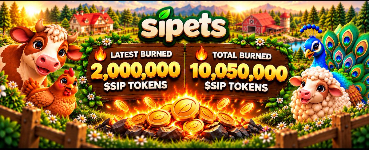 sipets_ai's tweet photo. 🔥 Another 2,000,000 $SIP tokens have been permanently burned, funded entirely by fees generated from pet sales and feeding from: https://t.co/u8SieZ91Ew 

Every interaction strengthens the $SIP ecosystem.

🔥Total burned so far: 10,050,000 $SIP tokens. https://t.co/kRc7MtbRa1