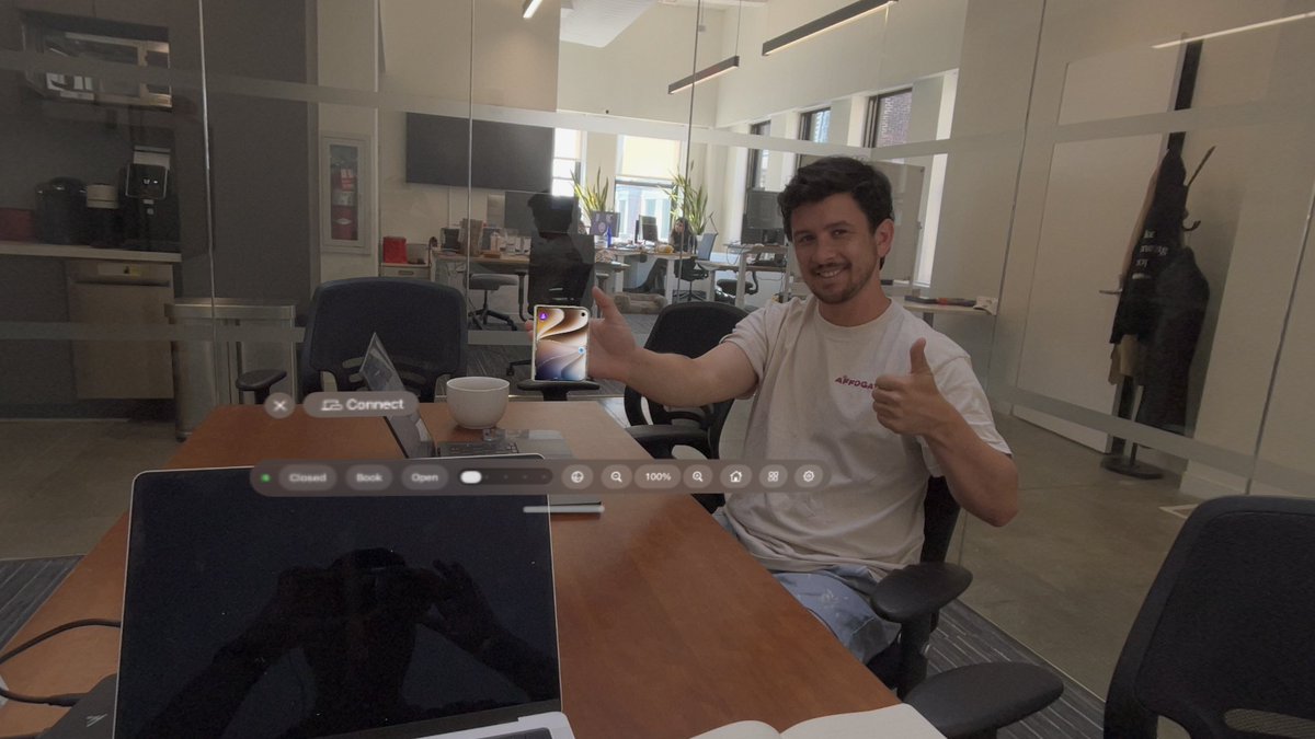 mattaltgear's tweet photo. We're too excited for the iPhone Duo, so we made our own using the Vision Pro! It's fully functional with a fold slider, orientation flips, and more! It streams whatever's on the Device Hub, so it's perfect for Delta's Duo designs. Happy early birthday, @shanegillio? https://t.co/0KCFJB9fjT