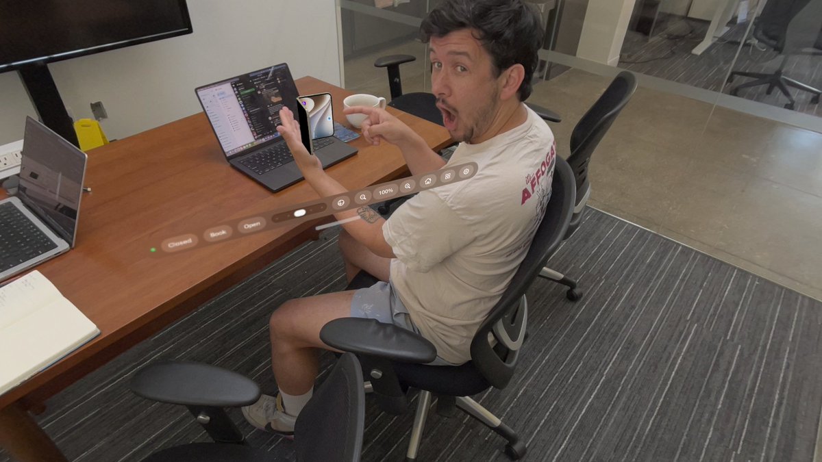 mattaltgear's tweet photo. We're too excited for the iPhone Duo, so we made our own using the Vision Pro! It's fully functional with a fold slider, orientation flips, and more! It streams whatever's on the Device Hub, so it's perfect for Delta's Duo designs. Happy early birthday, @shanegillio? https://t.co/0KCFJB9fjT