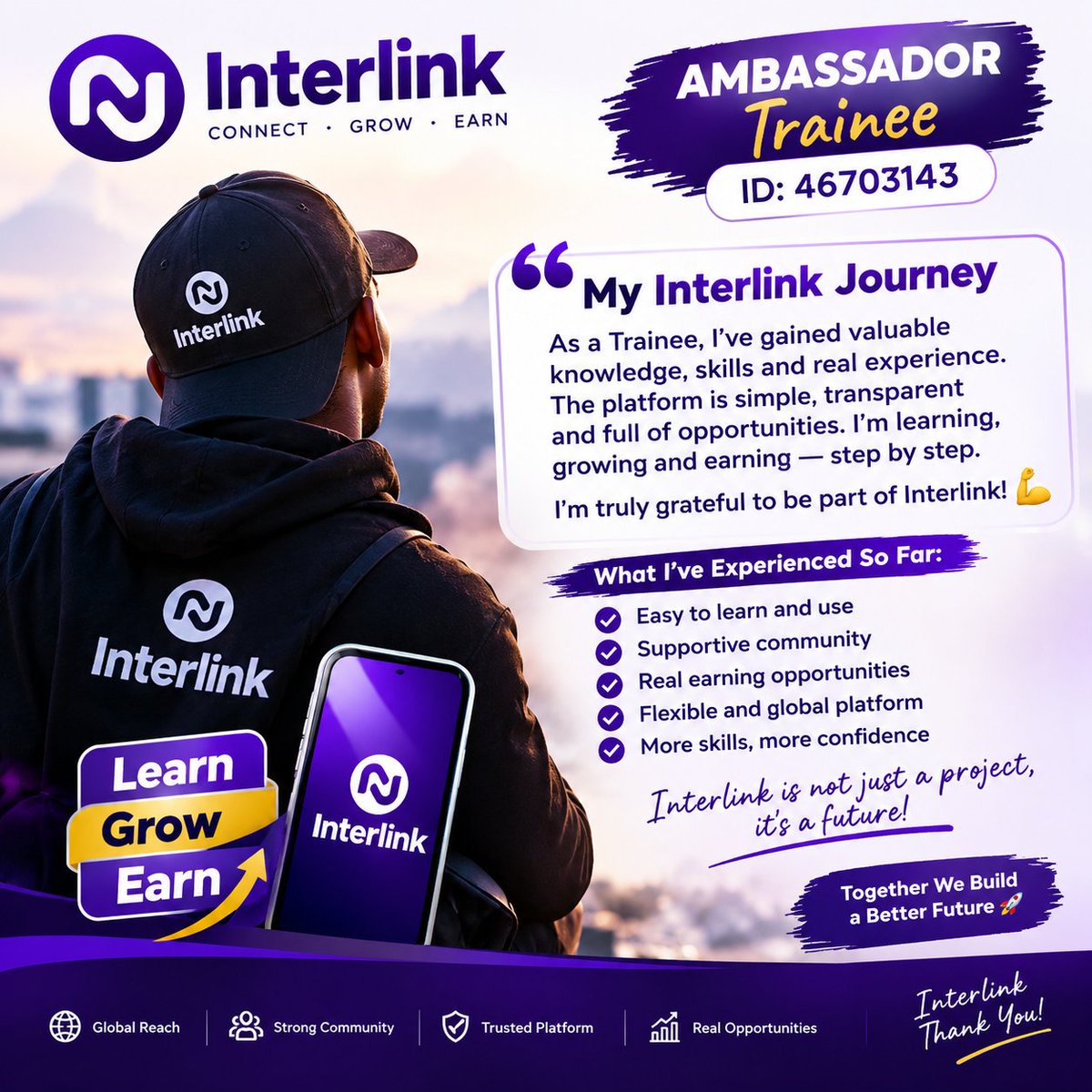 itzexcellencybk's tweet photo. Being an Interlink Ambassador Trainee has been an amazing learning experience so far. 🚀

I’m gaining new knowledge, building valuable skills, meeting great people, and understanding the platform better every day. 💜

Ambassador Trainee ID: 46703143
#Interlink #ITL #ITLX #ITLG https://t.co/4KPmOAFVZg