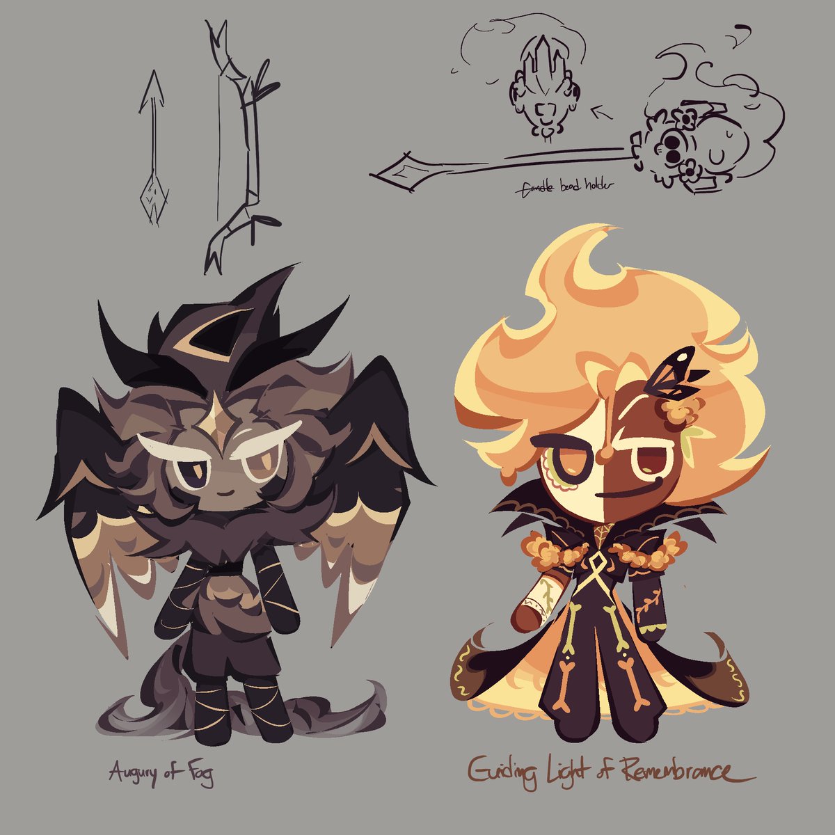 R1DE9's tweet photo. For context, these are fan made costumes from last year. FSC’s “guiding light of remembrance”, and WAC’s “augury of fog”

I slightly updated their looks this year https://t.co/S9MFtmDHAe