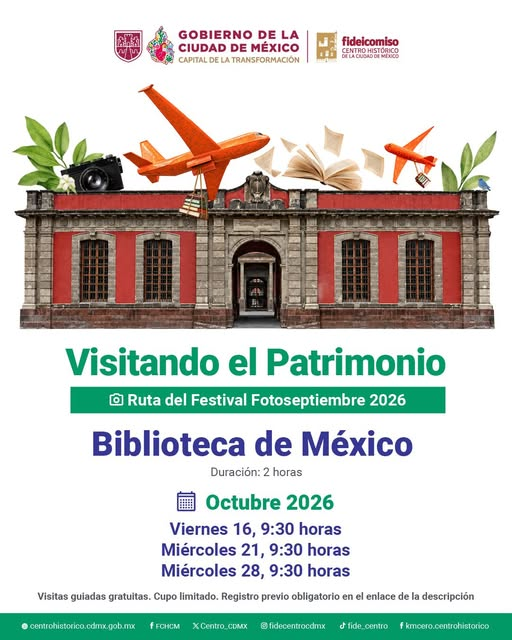 Centro_CDMX's tweet photo. #VisitandoElPatrimonio te invita a conocer la Biblioteca de México como parte de la Ruta del Festival de Fotoseptiembre
📸Viernes 16/10, 9:30 hrs: https://t.co/byTZVdFHg4
📸Miércoles 21/10, 9:30 hrs: https://t.co/f7TXAwVPCe
📸Miércoles 28/10, 9:30 hrs: https://t.co/l1vC6MWzSZ https://t.co/ZVn41F4qOR