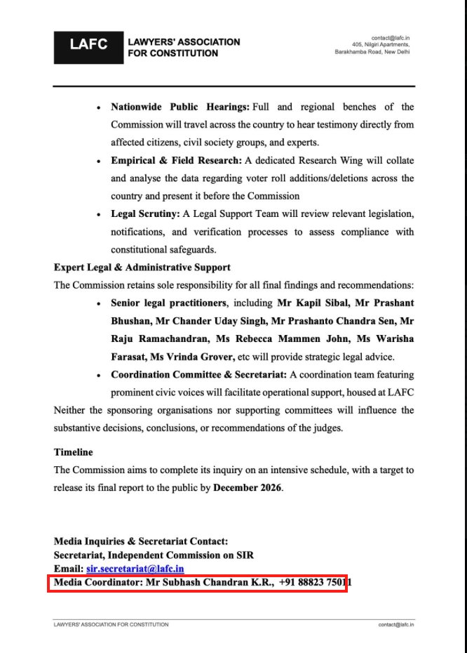 VijayGajeraO's tweet photo. Extremely important and a big, big, big alert.

A group, "Lawyers Associations For Constitution," has been formed and has launched an inquiry into the ECI.

This is not an independent group.

The Name of the media coordinator is Subhash Chandran.
Who is he?👇👇 https://t.co/SBTVaRwdld