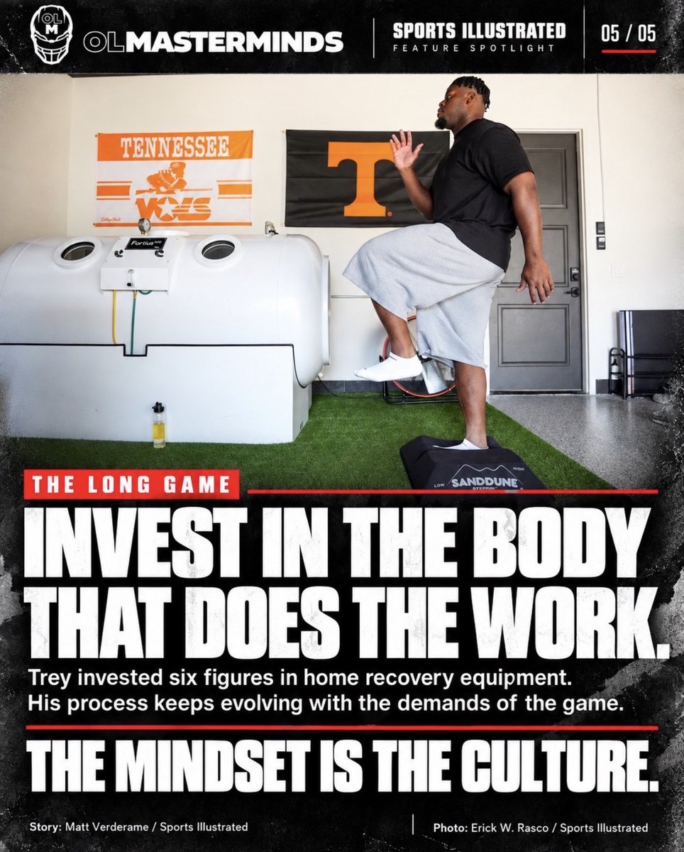 OLMTraining's tweet photo. THE STANDARD IS A DAILY COMMITMENT.

Trey invested six figures in home recovery equipment and continues refining his approach to his body.

The bigger message?

Own your preparation. Build your support system. Put the same intention into recovery that you put into your craft.

THE MINDSET IS THE CULTURE.

Source: Matt Verderame / Sports Illustrated