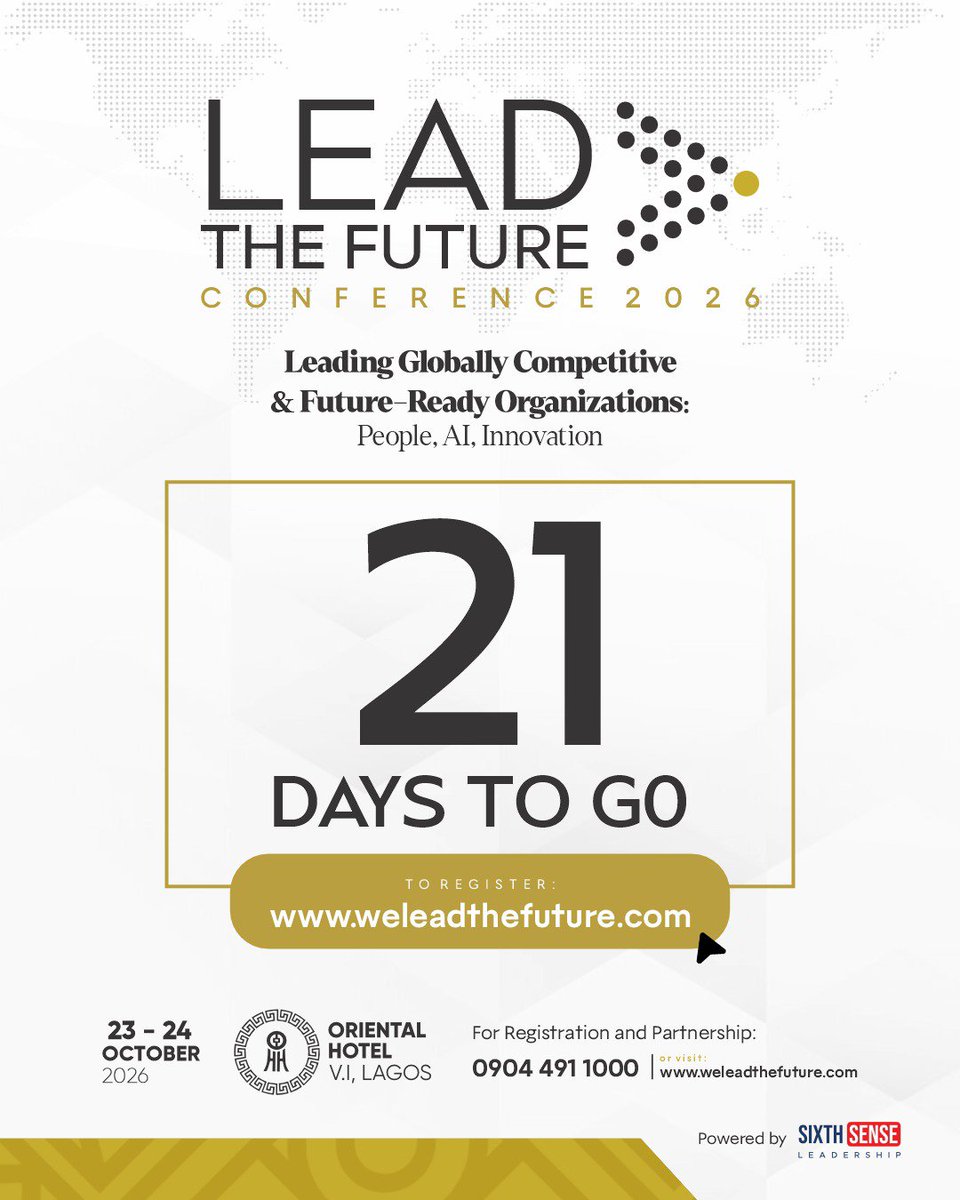 lead_thefuture's tweet photo. 21 days. Governing Lagos — Africa's most dynamic city — requires a different kind of leadership. Tayo Ayinde, Chief of Staff to the Governor of Lagos State, brings the public-sector perspective to LTF 2026.

October 23–24 → https://t.co/aXXmSQAmex

#LTF2026 #21DaysToGo https://t.co/HjQhk4xnRG