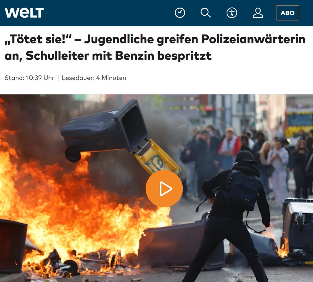 SHomburg's tweet photo. Frankreich ist uns bei Verschuldung und „Vielfalt” etwas voraus. Aber solche bürgerkriegsartigen Zustände bekommen wir auch, am ehesten wohl in Berlin. Der Zustrom Illegaler hält an, und Abschiebungen gibt es so gut wie nicht. Wer das kritisiert, ist Fall für den VS. https://t.co/GURZCDqH5N