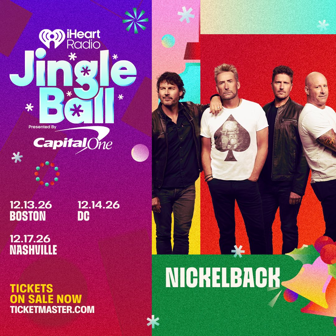 Nickelback's tweet photo. Apparently we made the nice list. 🤘🎄

Nickelback is joining @iHeartRadio Jingle Ball in Boston, DC and Nashville this December.

Tickets are on sale now.
https://t.co/v57Hm4y4yL https://t.co/qSTuQZT160