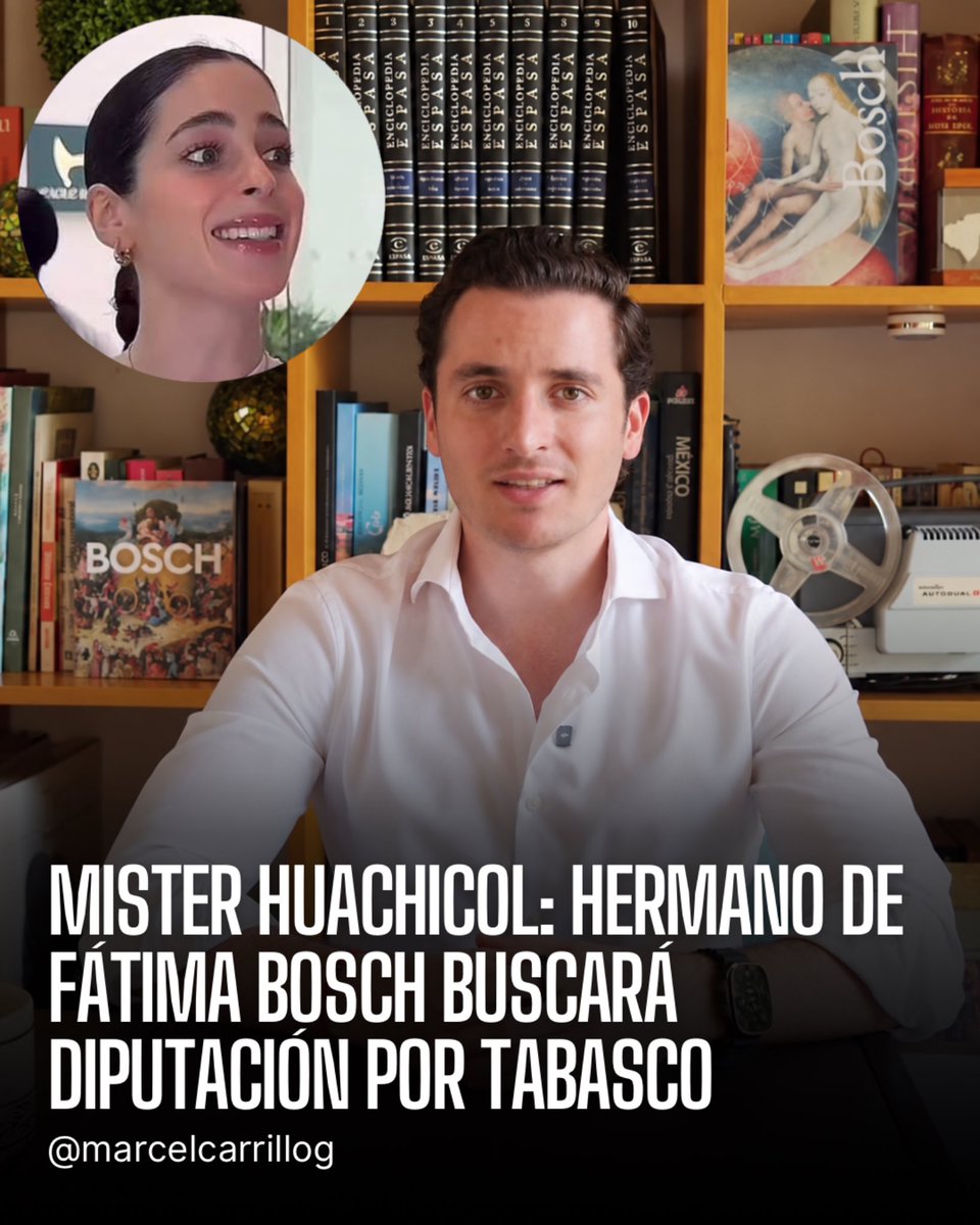 marcelcarrillog's tweet photo. Y nos juzgaron locos cuando les informamos de los nexos de la familia de @bosch_fatima con el narcorégimen. Decían que mentíamos cuando hablamos de cómo su padre le había dado contratos al dueño en ese momento de Miss Universo, Raúl Rocha, y que su hermano buscaría una diputación federal. Hoy, de nuevo, el tiempo nos da la razón.

Ahora este impresentable, que su único logro es ser hermano de una ex Miss Universo, busca ser diputado por el estado de Tabasco, la cuna y guarida del génesis del narcopartido: los Obrador.

Ahí viene el relevo generacional de Morena: mientras los chairos defienden el movimiento como perros de ataque, las candidaturas se las quedan los mismos de siempre.