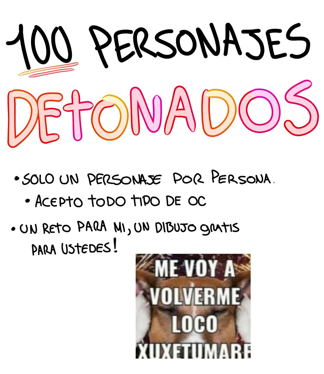 chispxita's tweet photo. 🔥 ¡𝟏𝟎𝟎 𝐏𝐄𝐑𝐒𝐎𝐍𝐀𝐉𝐄�� 𝐒𝐈𝐄𝐍𝐃𝐎 𝐃𝐄𝐓𝐎𝐍𝐀𝐃𝐎𝐒! 🔥

Un reto para mí, sinceramente recupere las ganas de dibujar y voy a explotarme al máximo 👀🗣️

Cabe aclarar, que cada dibujo tomara su tiempo, Pero cumpliré con los 100 dibujitos

Que empiece el juego xdxdddddx https://t.co/rHadTEjjYd